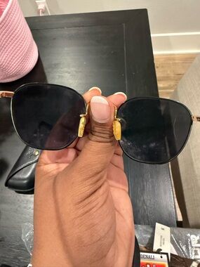 KREWE Black Lens Sunglasses with Gold Trim